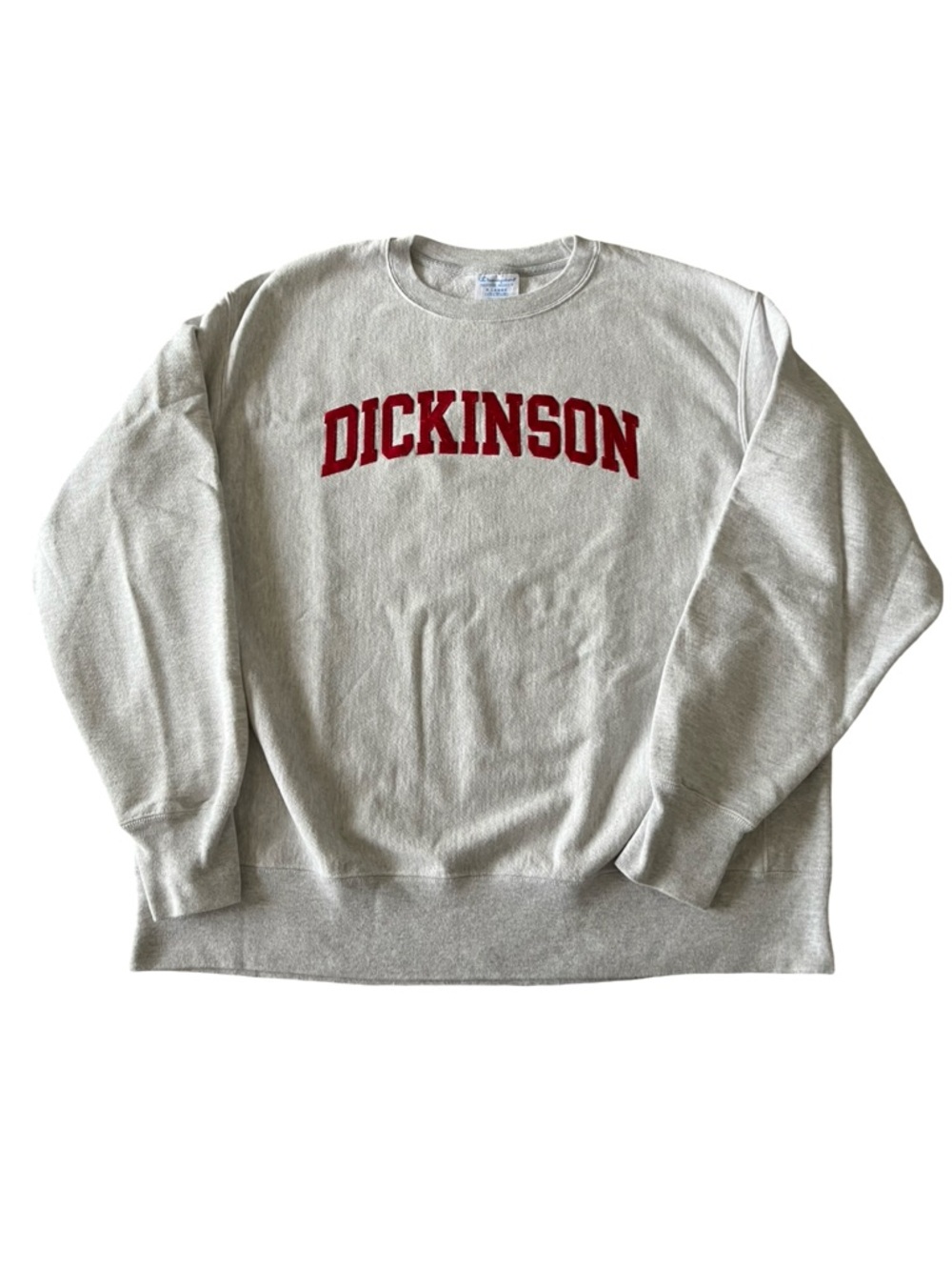 Champion Dickinson Reverse Weave Crewneck Sweatshirt Gray with Red Applique XL